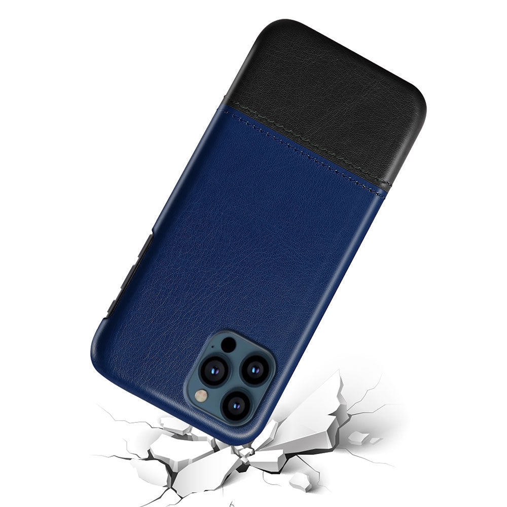 KSQ PU Leather Coated Dual-color Splicing PC Phone Case Cover for iPhone 13 Pro Max 6.7 inch