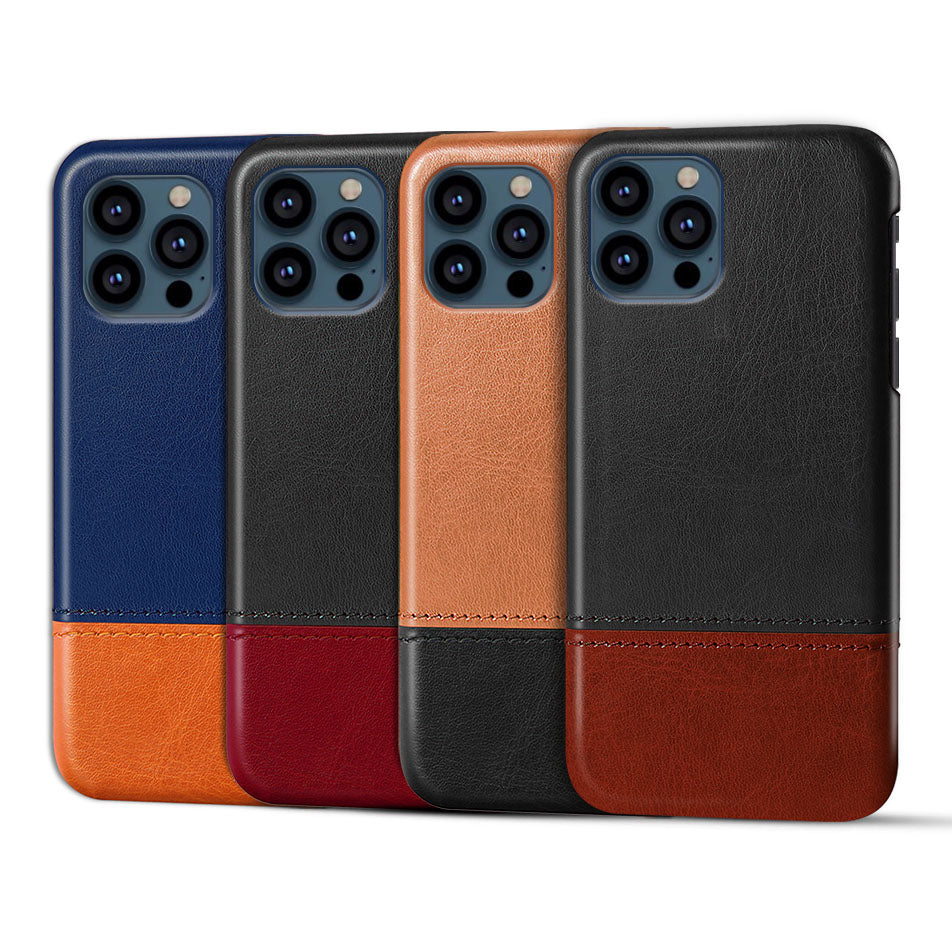 KSQ PU Leather Coated Dual-color Splicing PC Phone Case Cover for iPhone 13 Pro Max 6.7 inch