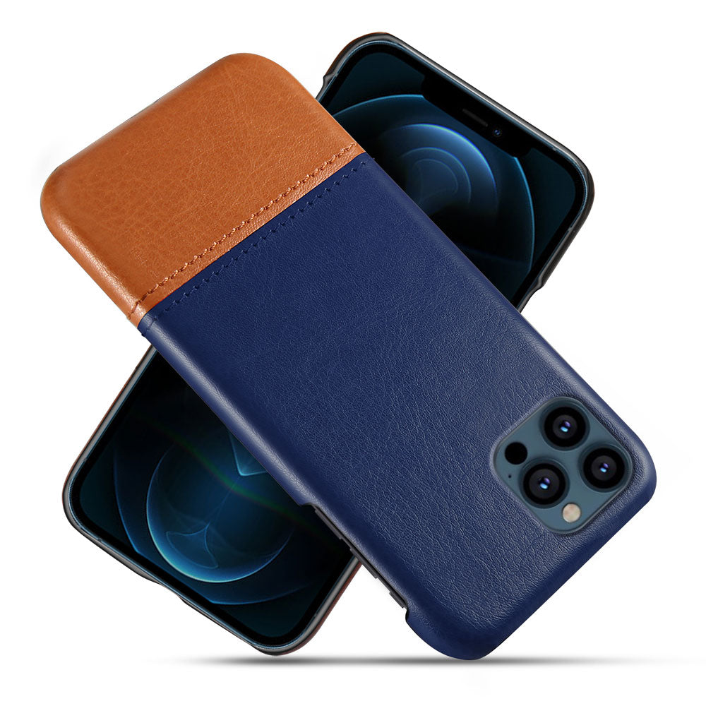 KSQ PU Leather Coated Dual-color Splicing PC Phone Case Cover for iPhone 13 Pro Max 6.7 inch