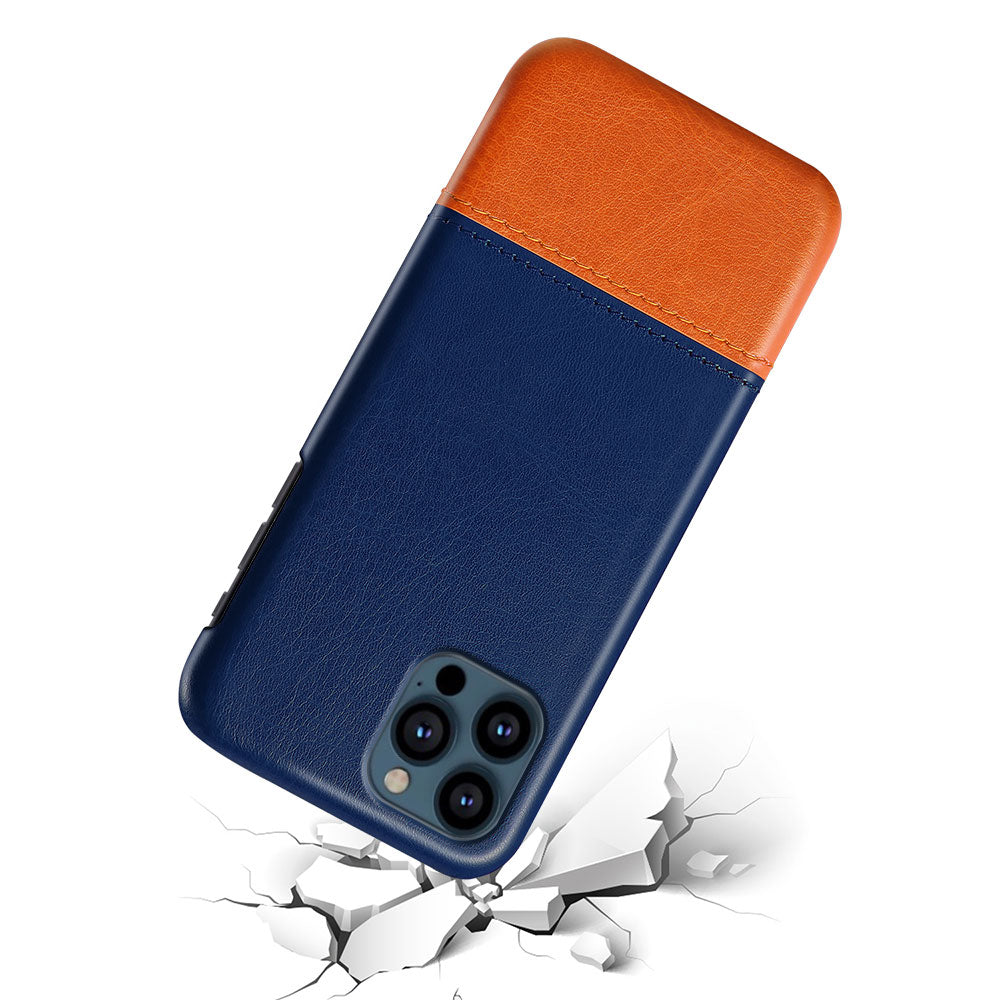 KSQ PU Leather Coated Dual-color Splicing PC Phone Case Cover for iPhone 13 Pro Max 6.7 inch