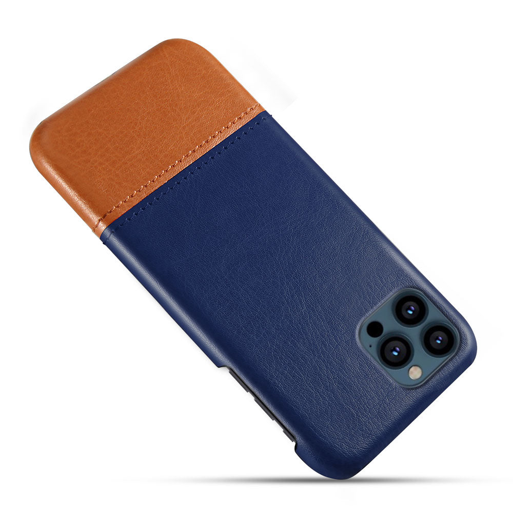 KSQ PU Leather Coated Dual-color Splicing PC Phone Case Cover for iPhone 13 Pro Max 6.7 inch