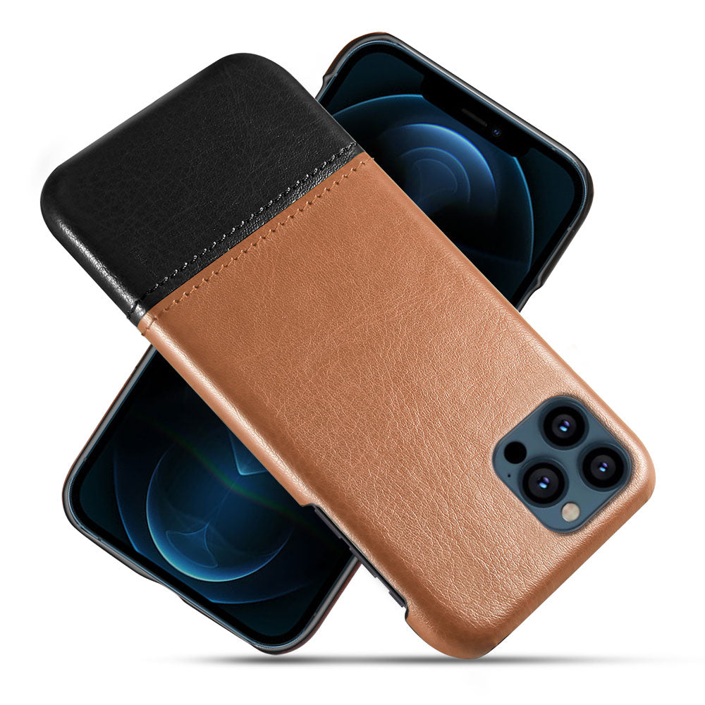 KSQ PU Leather Coated Dual-color Splicing PC Phone Case Cover for iPhone 13 Pro Max 6.7 inch