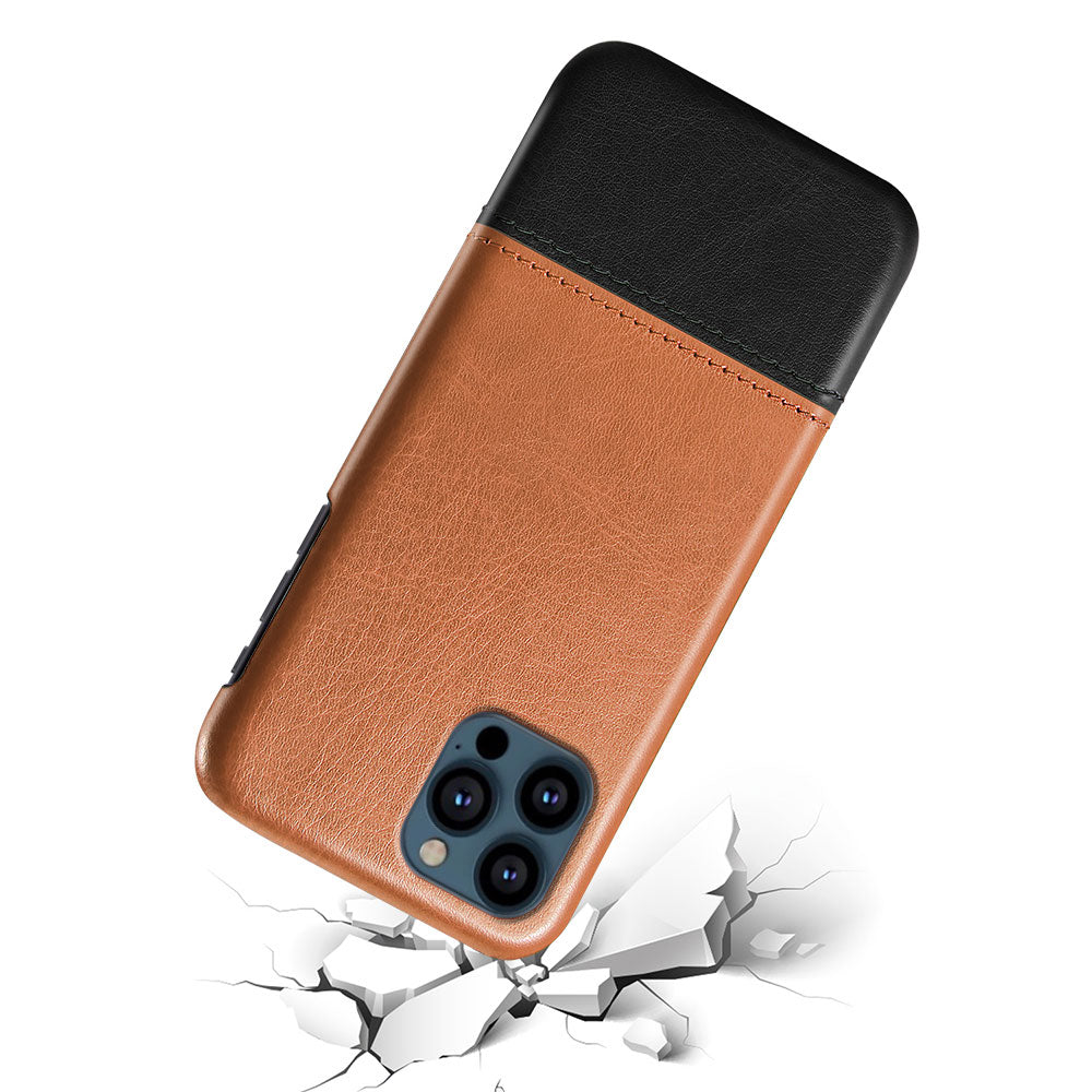 KSQ PU Leather Coated Dual-color Splicing PC Phone Case Cover for iPhone 13 Pro Max 6.7 inch
