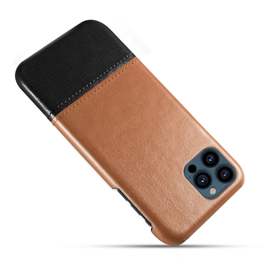 KSQ PU Leather Coated Dual-color Splicing PC Phone Case Cover for iPhone 13 Pro Max 6.7 inch