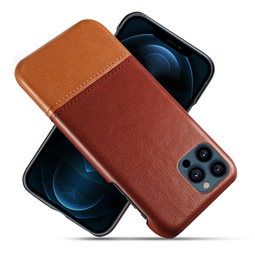 KSQ PU Leather Coated Dual-color Splicing PC Phone Case Cover for iPhone 13 Pro Max 6.7 inch
