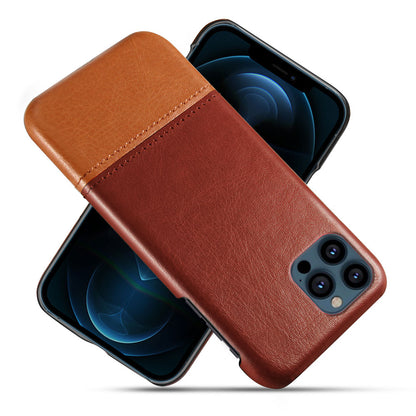 KSQ PU Leather Coated Dual-color Splicing PC Phone Case Cover for iPhone 13 Pro Max 6.7 inch