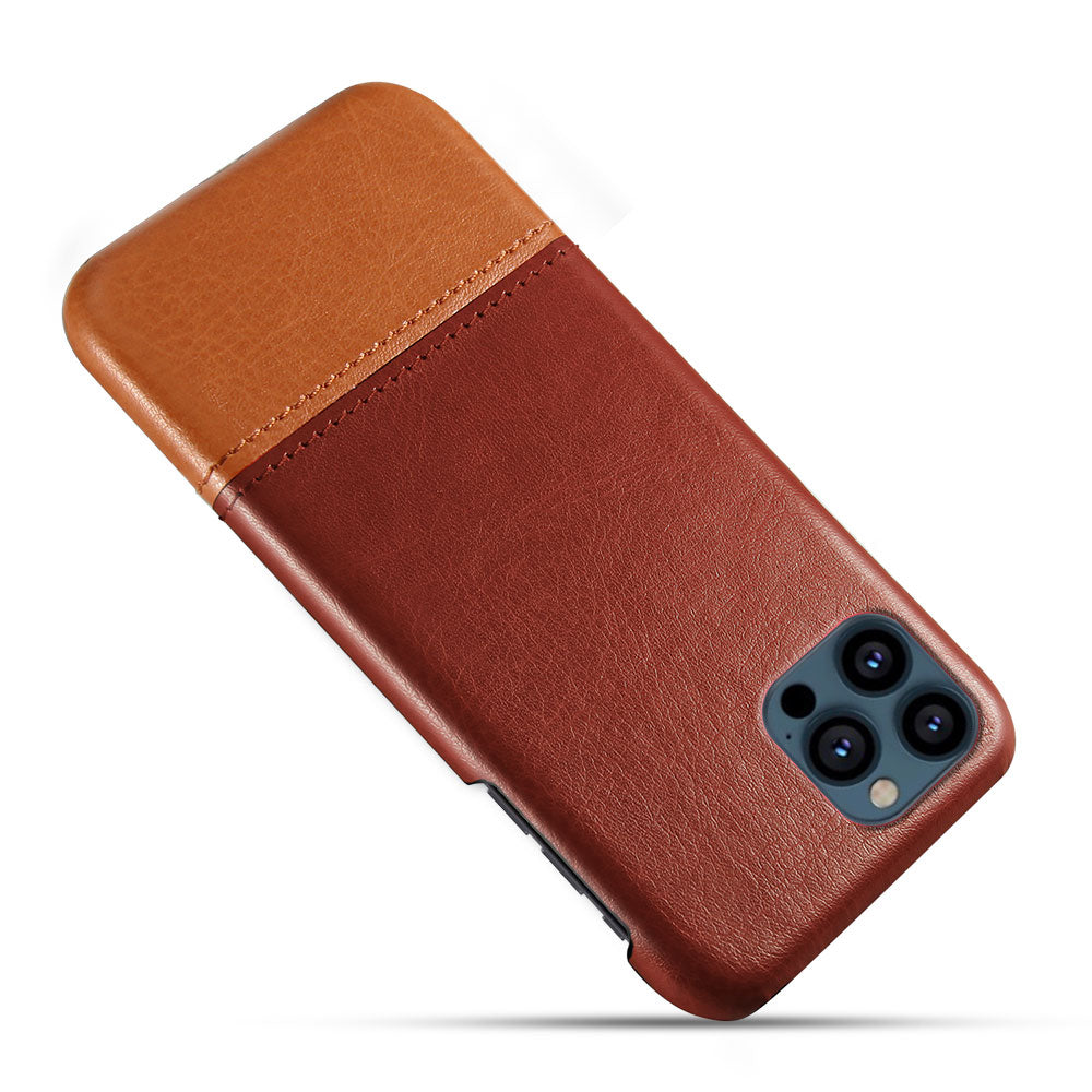 KSQ PU Leather Coated Dual-color Splicing PC Phone Case Cover for iPhone 13 Pro Max 6.7 inch