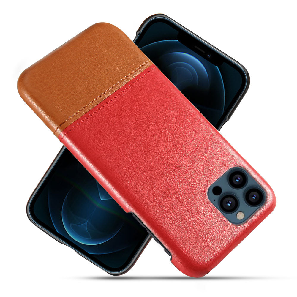 KSQ PU Leather Coated Dual-color Splicing PC Phone Case Cover for iPhone 13 Pro Max 6.7 inch