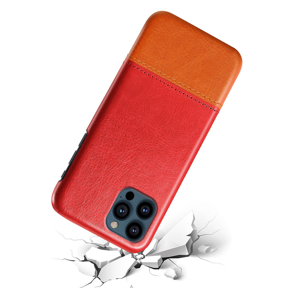 KSQ PU Leather Coated Dual-color Splicing PC Phone Case Cover for iPhone 13 Pro Max 6.7 inch