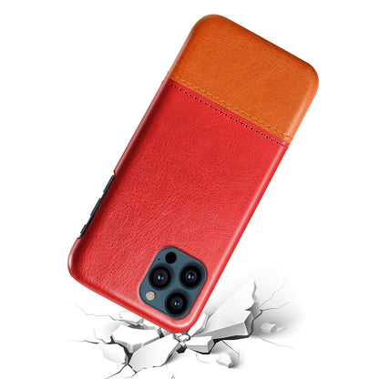 KSQ PU Leather Coated Dual-color Splicing PC Phone Case Cover for iPhone 13 Pro Max 6.7 inch