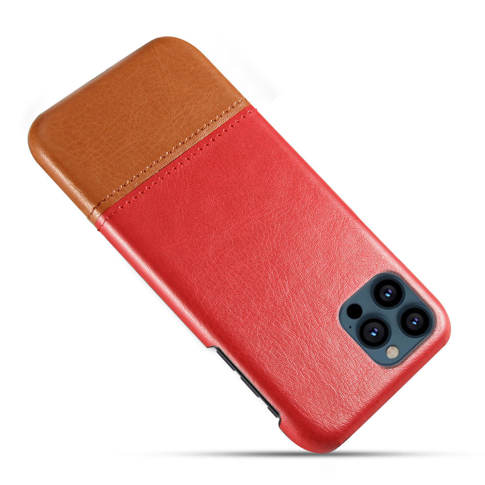 KSQ PU Leather Coated Dual-color Splicing PC Phone Case Cover for iPhone 13 Pro Max 6.7 inch