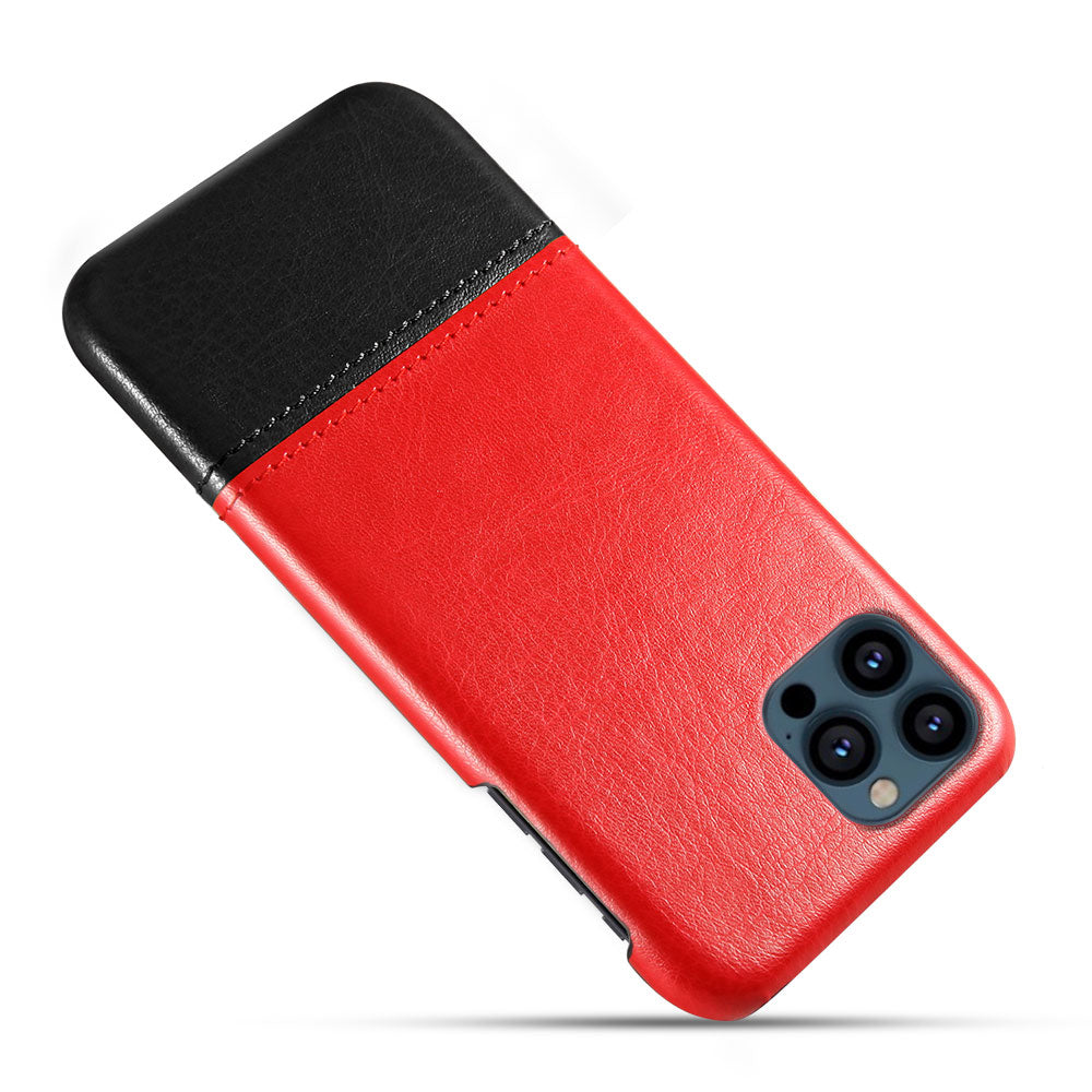 KSQ PU Leather Coated Dual-color Splicing PC Phone Case Cover for iPhone 13 Pro Max 6.7 inch