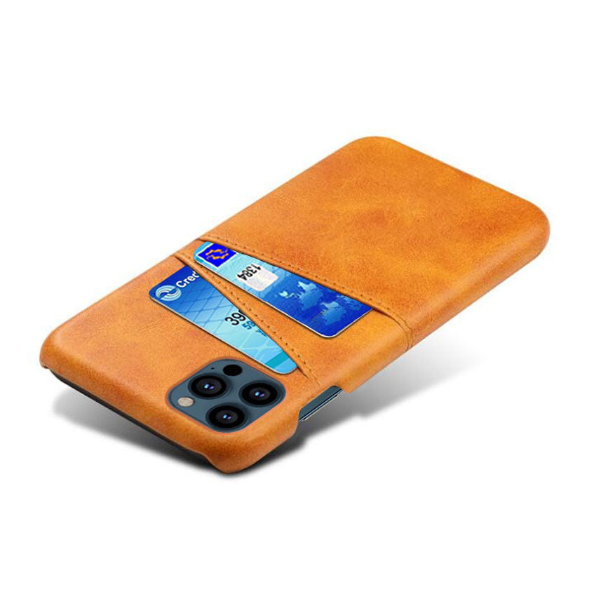 KSQ Dual Card Slots PU Leather Coated PC Phone Case Shell for iPhone 13 Pro Max 6.7 inch