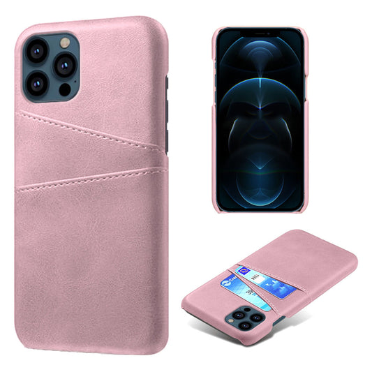 KSQ Dual Card Slots PU Leather Coated PC Phone Case Shell for iPhone 13 Pro Max 6.7 inch