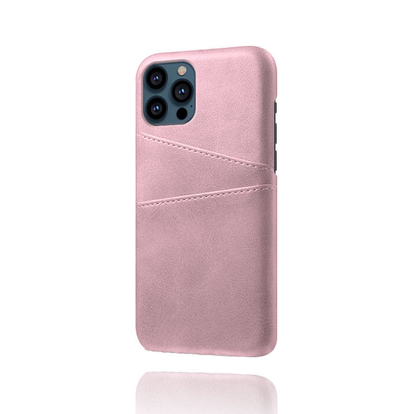 KSQ Dual Card Slots PU Leather Coated PC Phone Case Shell for iPhone 13 Pro Max 6.7 inch