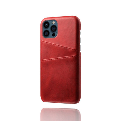 KSQ Dual Card Slots PU Leather Coated PC Phone Case Shell for iPhone 13 Pro Max 6.7 inch