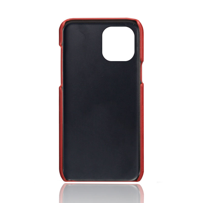 KSQ Dual Card Slots PU Leather Coated PC Phone Case Shell for iPhone 13 Pro Max 6.7 inch