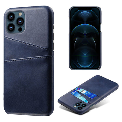 KSQ Dual Card Slots PU Leather Coated PC Phone Case Shell for iPhone 13 Pro Max 6.7 inch