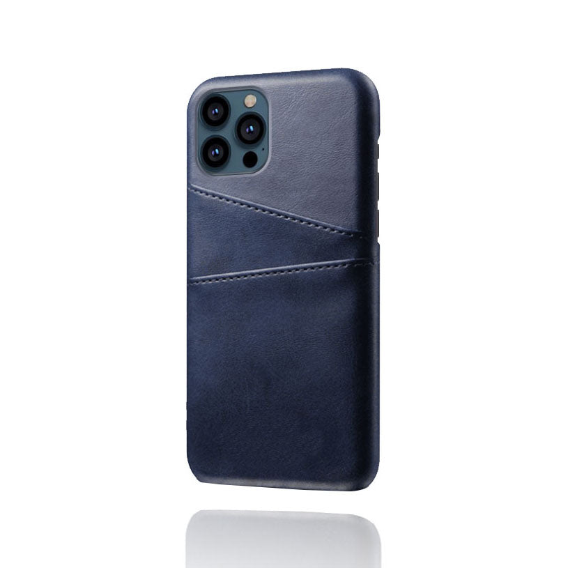 KSQ Dual Card Slots PU Leather Coated PC Phone Case Shell for iPhone 13 Pro Max 6.7 inch