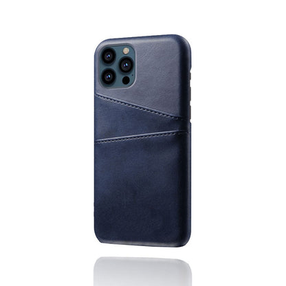 KSQ Dual Card Slots PU Leather Coated PC Phone Case Shell for iPhone 13 Pro Max 6.7 inch