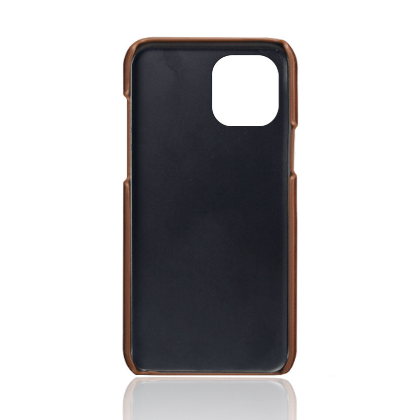 KSQ Dual Card Slots PU Leather Coated PC Phone Case Shell for iPhone 13 Pro Max 6.7 inch