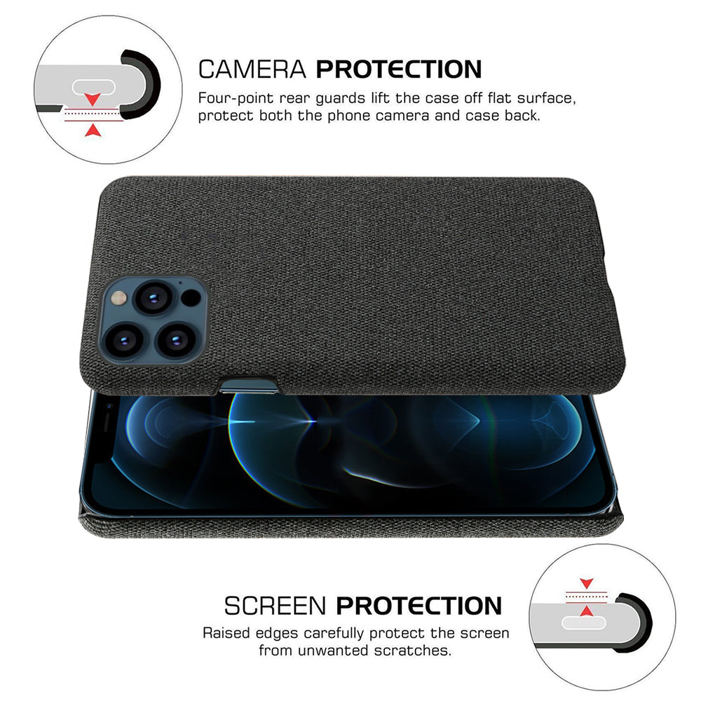 KSQ Cloth Coated Hard Plastic Phone Case Cover for iPhone 13 Pro 6.1-inch