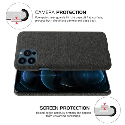 KSQ Cloth Coated Hard Plastic Phone Case Cover for iPhone 13 Pro 6.1-inch