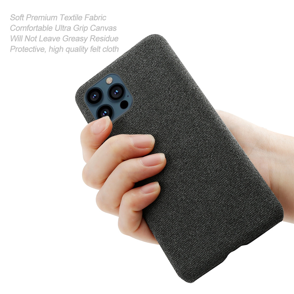 KSQ Cloth Coated Hard Plastic Phone Case Cover for iPhone 13 Pro 6.1-inch