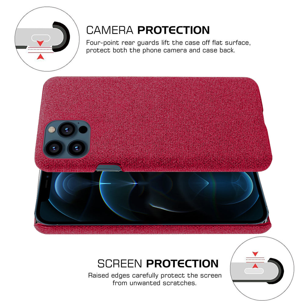 KSQ Cloth Coated Hard Plastic Phone Case Cover for iPhone 13 Pro 6.1-inch