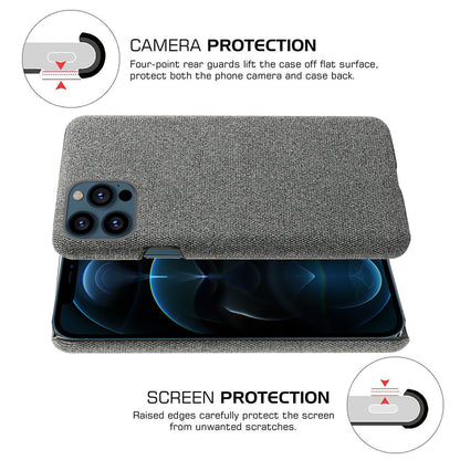 KSQ Cloth Coated Hard Plastic Phone Case Cover for iPhone 13 Pro 6.1-inch