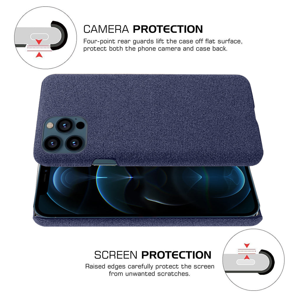 KSQ Cloth Coated Hard Plastic Phone Case Cover for iPhone 13 Pro 6.1-inch