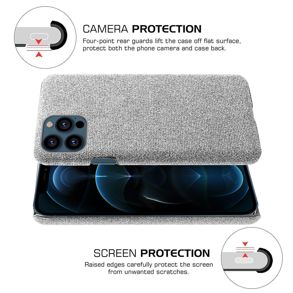 KSQ Cloth Coated Hard Plastic Phone Case Cover for iPhone 13 Pro 6.1-inch