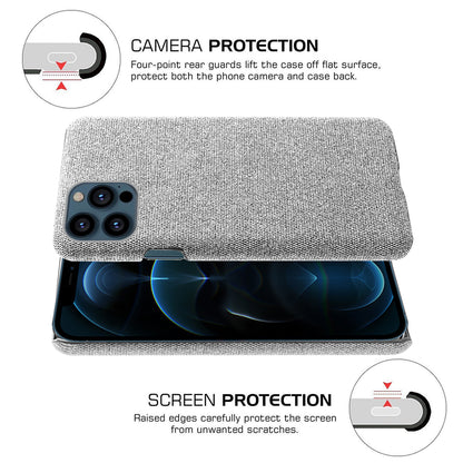 KSQ Cloth Coated Hard Plastic Phone Case Cover for iPhone 13 Pro 6.1-inch
