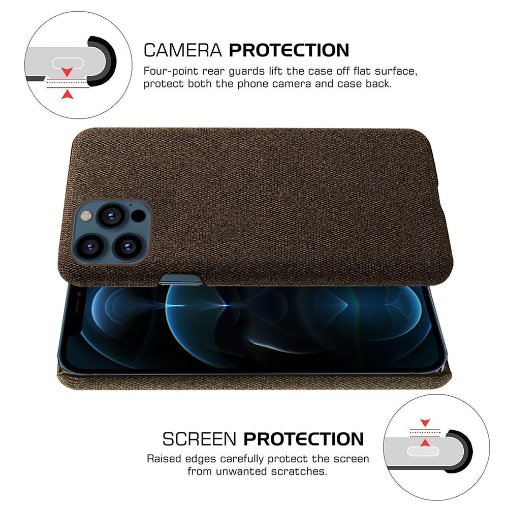 KSQ Cloth Coated Hard Plastic Phone Case Cover for iPhone 13 Pro 6.1-inch
