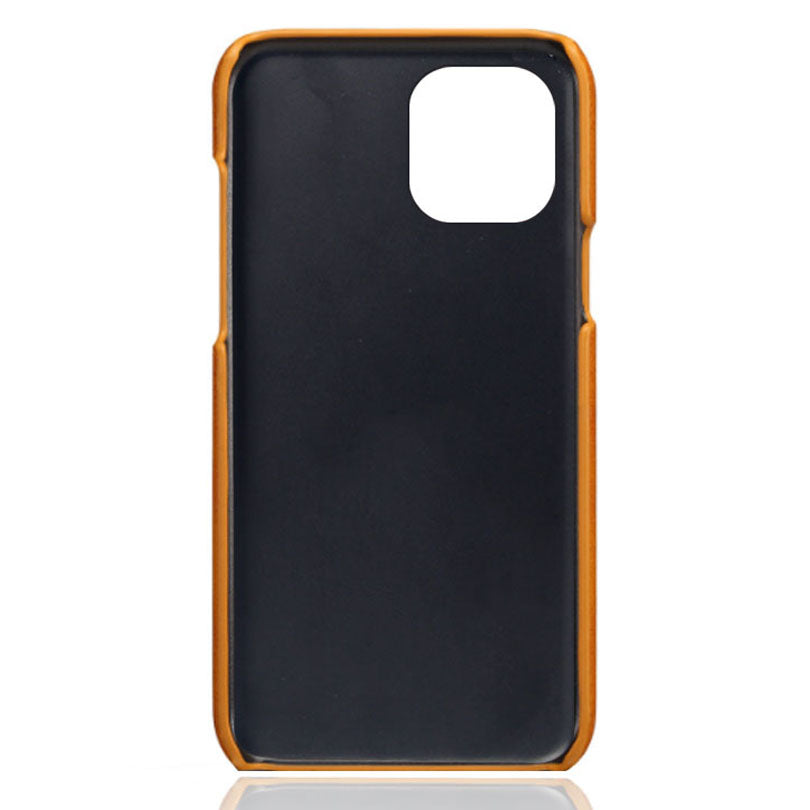 KSQ Leather Coated PC Phone Case for iPhone 13 Pro 6.1 inch, Double Card Slots Ultra Slim Protector Shell