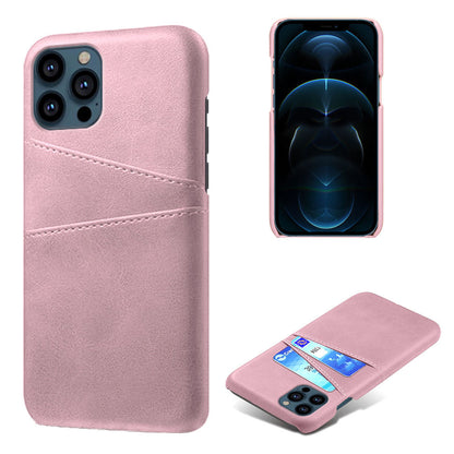KSQ Leather Coated PC Phone Case for iPhone 13 Pro 6.1 inch, Double Card Slots Ultra Slim Protector Shell