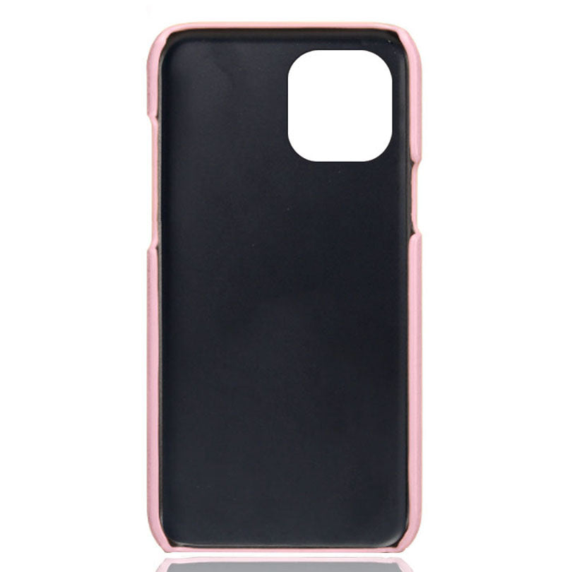KSQ Leather Coated PC Phone Case for iPhone 13 Pro 6.1 inch, Double Card Slots Ultra Slim Protector Shell
