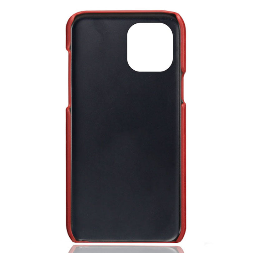 KSQ Leather Coated PC Phone Case for iPhone 13 Pro 6.1 inch, Double Card Slots Ultra Slim Protector Shell