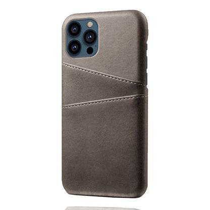 KSQ Leather Coated PC Phone Case for iPhone 13 Pro 6.1 inch, Double Card Slots Ultra Slim Protector Shell