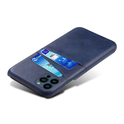 KSQ Leather Coated PC Phone Case for iPhone 13 Pro 6.1 inch, Double Card Slots Ultra Slim Protector Shell