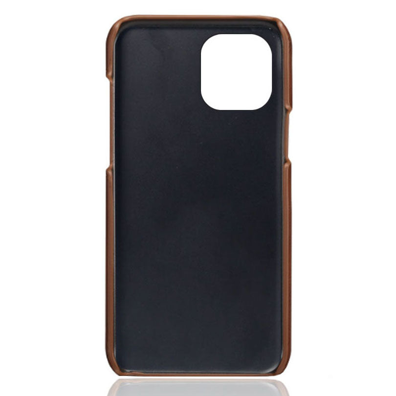 KSQ Leather Coated PC Phone Case for iPhone 13 Pro 6.1 inch, Double Card Slots Ultra Slim Protector Shell