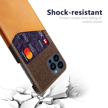 KSQ Card Holder Cloth + PU Leather Coated PC Phone Case for iPhone 13 Pro 6.1 inch