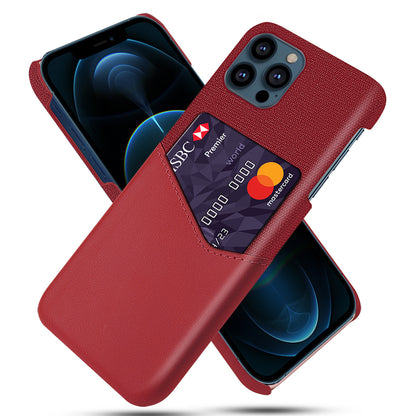 KSQ Card Holder Cloth + PU Leather Coated PC Phone Case for iPhone 13 Pro 6.1 inch