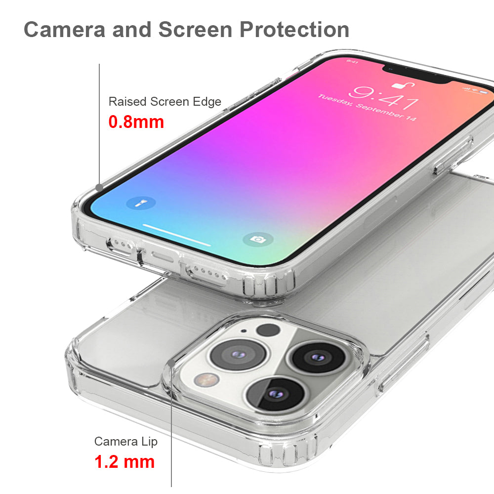 Ultra Clear Shockproof Solid Acrylic Back Reinforced Soft TPU Frame Cover for iPhone 13 Pro 6.1 inch