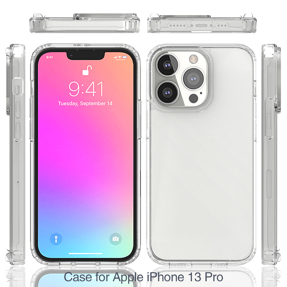 Ultra Clear Shockproof Solid Acrylic Back Reinforced Soft TPU Frame Cover for iPhone 13 Pro 6.1 inch