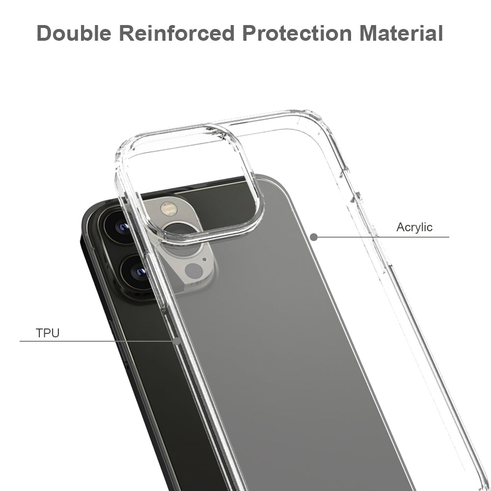 Anti-Scratch Slim Clear Hard Acrylic + Soft TPU Bumper Hard Back Shockproof Protective Case for iPhone 13 Pro Max 6.7 inch