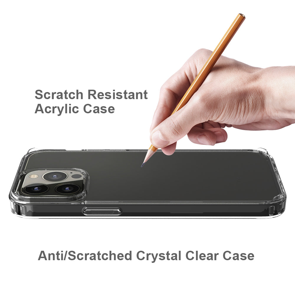 Anti-Scratch Slim Clear Hard Acrylic + Soft TPU Bumper Hard Back Shockproof Protective Case for iPhone 13 Pro Max 6.7 inch