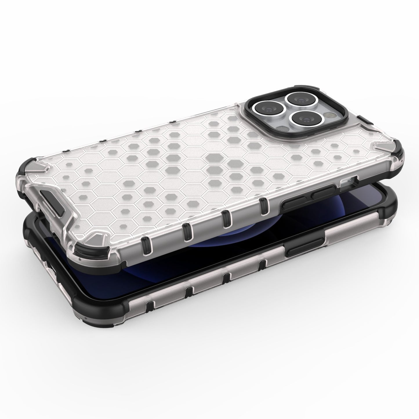 TPU + PC Hybrid Case Phone Cover with Honeycomb Pattern for iPhone 13 Pro 6.1 inch