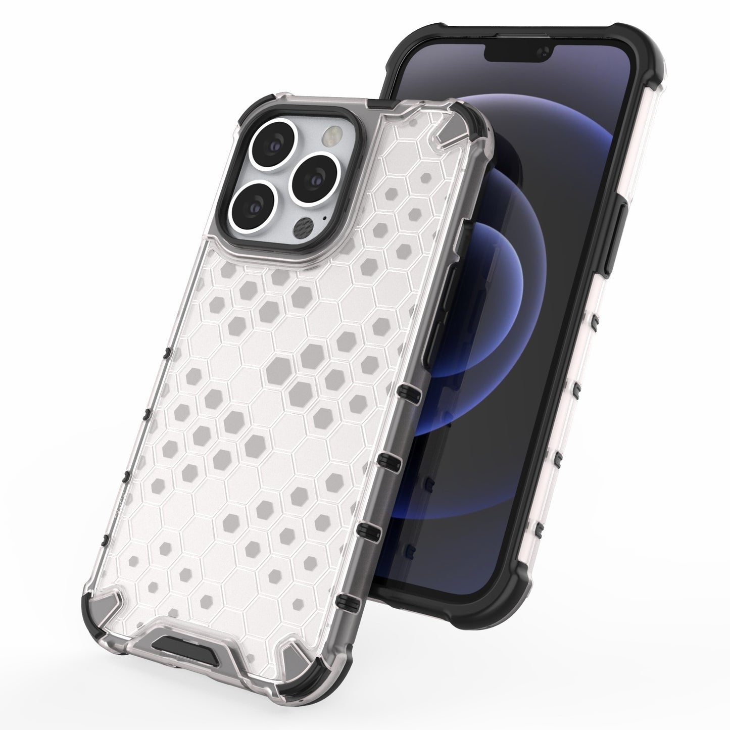 TPU + PC Hybrid Case Phone Cover with Honeycomb Pattern for iPhone 13 Pro 6.1 inch