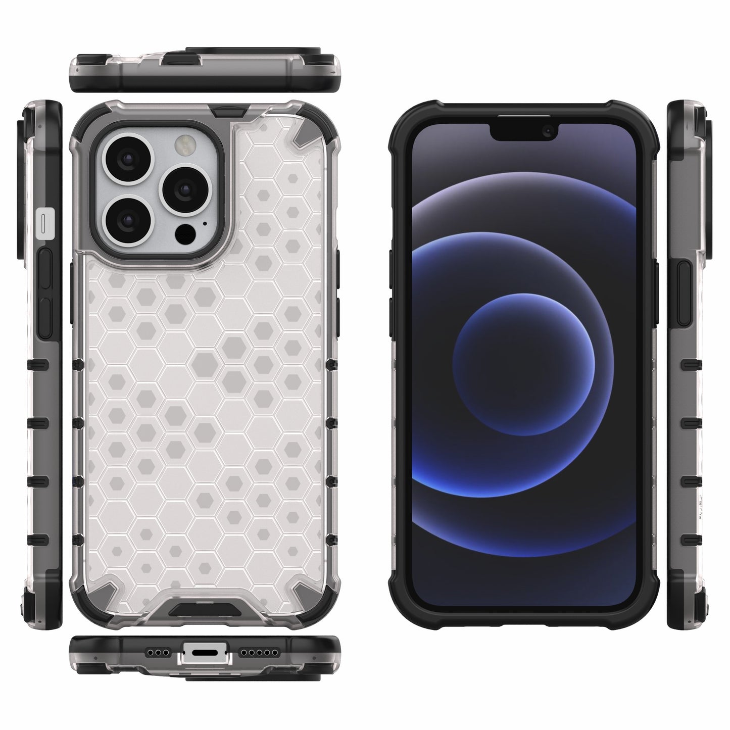 TPU + PC Hybrid Case Phone Cover with Honeycomb Pattern for iPhone 13 Pro 6.1 inch